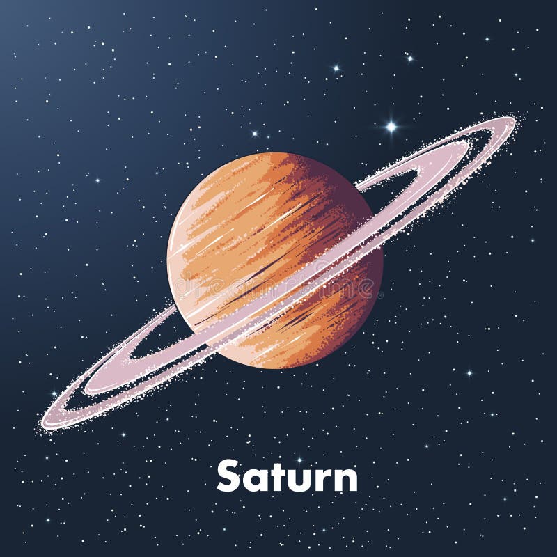 Planeta Saturno De Desenho Vetorial Colorido Em Um Espaço Profundo
