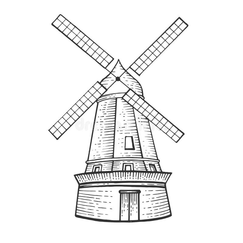 Desenho de Moinho de vento para colorir