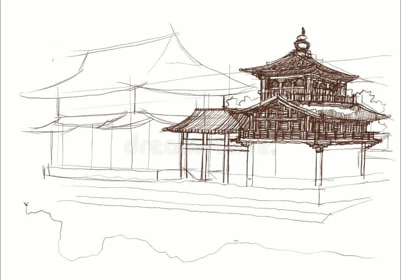 Esbozo de la casa de diseño de la arquitectura china