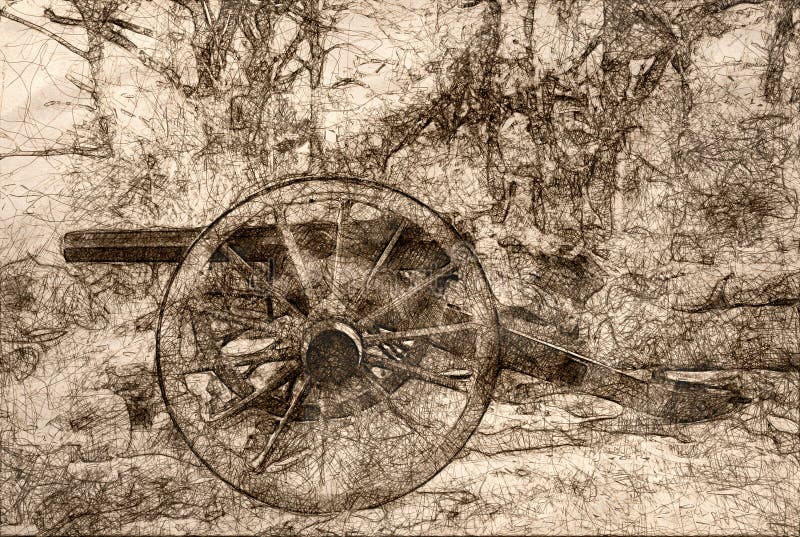 Esboço de um canhão americano da guerra civil ilustração do vetor Esboço de um canhão americano da guerra civil ilustração do vetor