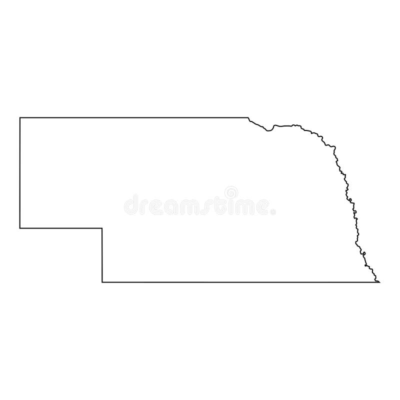 Mapas De Estado Nebraska Silhueta Preta E Contorno Isolado Sobre Fundo