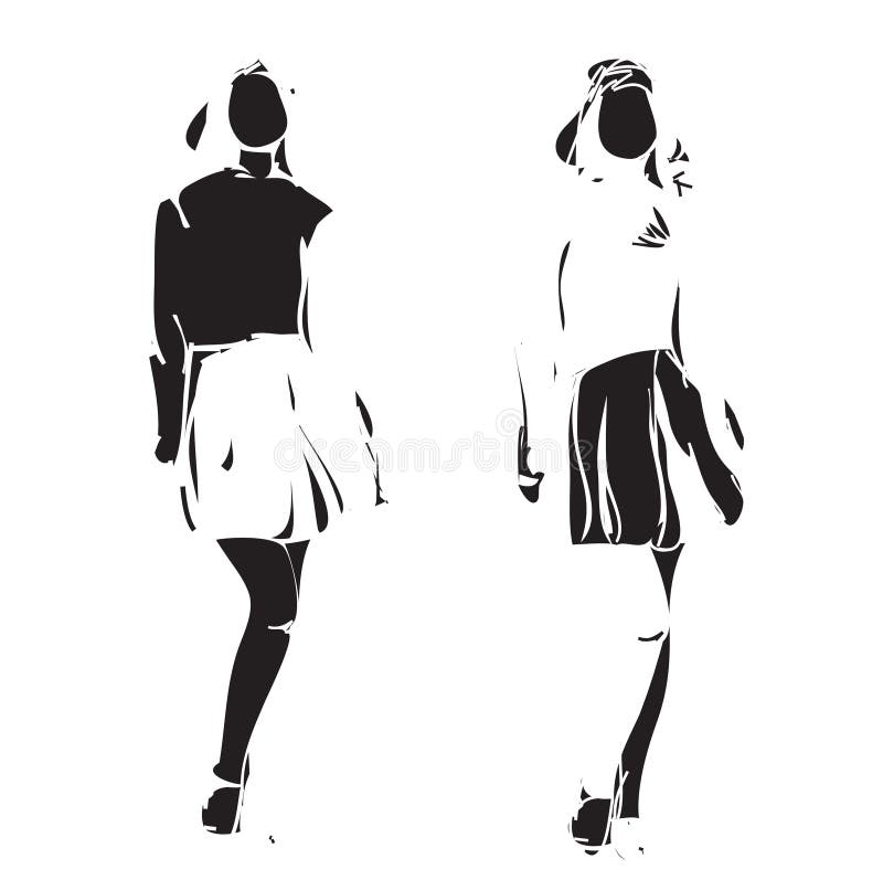 Esboço do modelo de forma Menina dos desenhos animados no vestido ilustração do vetor Esboço do modelo de forma Menina dos desenhos animados no vestido ilustração do vetor
