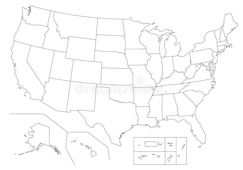 Esboço dos estados unidos do mapa da américa.