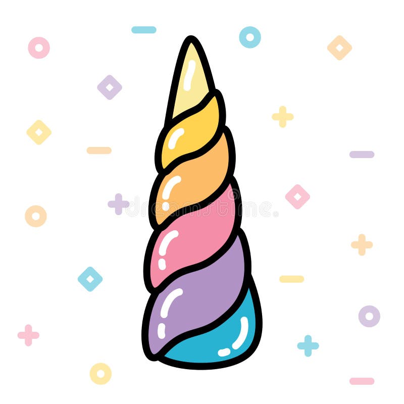 Unicorn horn rainbow pastel black outline vector. Unicorn horn rainbow pastel black outline vector