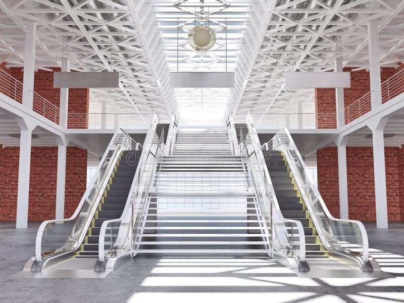 Escadas e tapetes rolantes ilustração royalty free