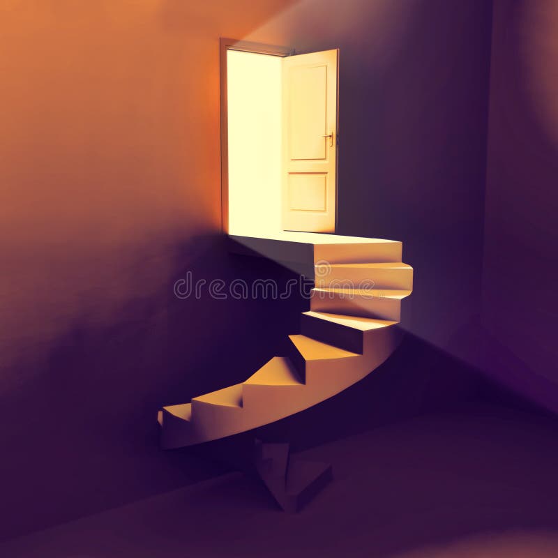 Escadas à porta da luz ilustração stock Escadas à porta da luz ilustração stock