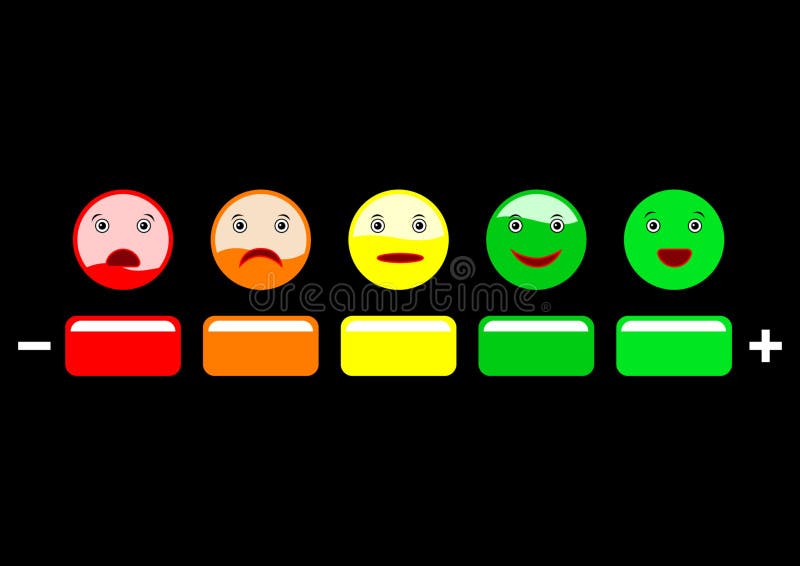 Escala de la reacción de la emoción en fondo negro stock de ilustración Escala de la reacción de la emoción en fondo negro stock de ilustración