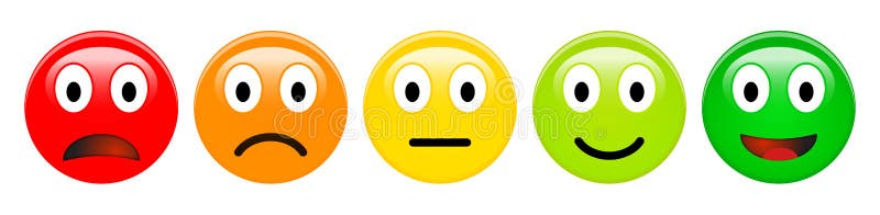 Escala del total de votos de los emoticons rojos, anaranjados, amarillos y verdes, iconos sonrientes 3d en diversos colores ilustración del vector Escala del total de votos de los emoticons rojos, anaranjados, amarillos y verdes, iconos sonrientes 3d en diversos colores ilustración del vector