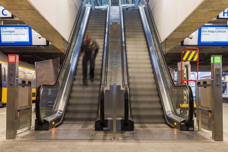 Escalator in Central Station Utrecht Editorial Photography - Image of ...