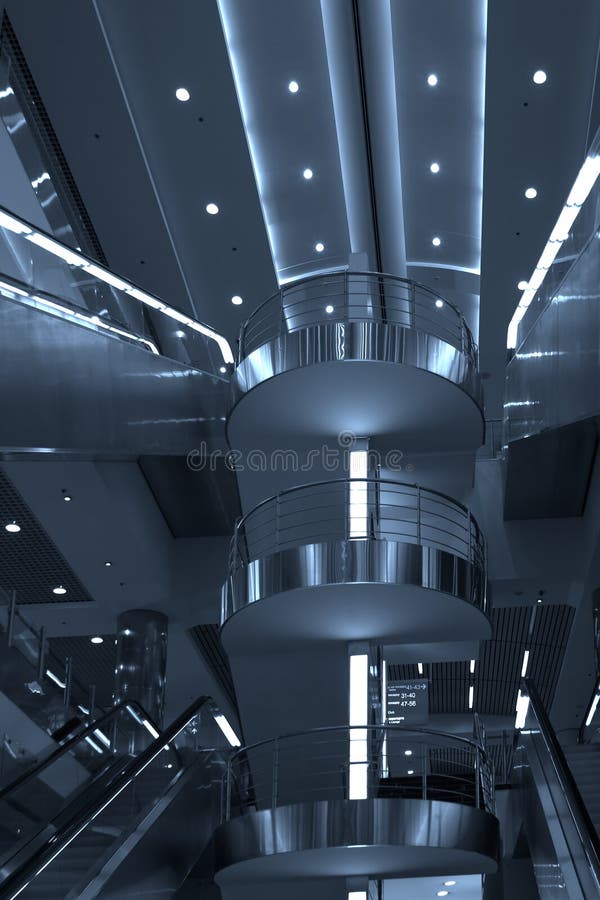 Escalator and stairs, airport, Moscow royalty free stock photo