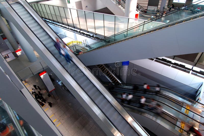 Escalators in airport stock photo. Image of destination 1695112