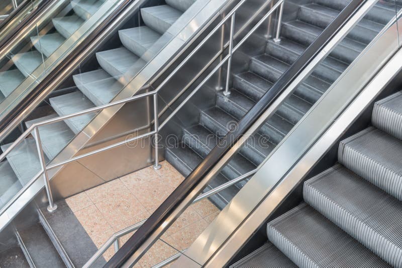 Escalators and stairs in a shopping mall