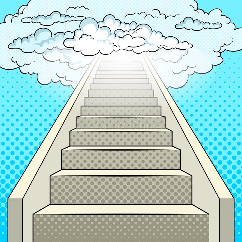 Escalera al vector del arte pop del cielo ilustración del vector Escalera al vector del arte pop del cielo ilustración del vector