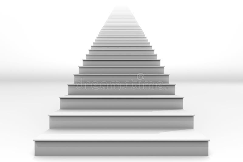 Escalera recta blanca alta en el fondo blanco libre illustration Escalera recta blanca alta en el fondo blanco libre illustration