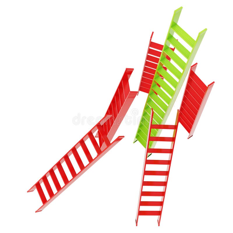 Escaleras brillantes rojas y verdes aisladas en blanco ilustración del vector Escaleras brillantes rojas y verdes aisladas en blanco ilustración del vector