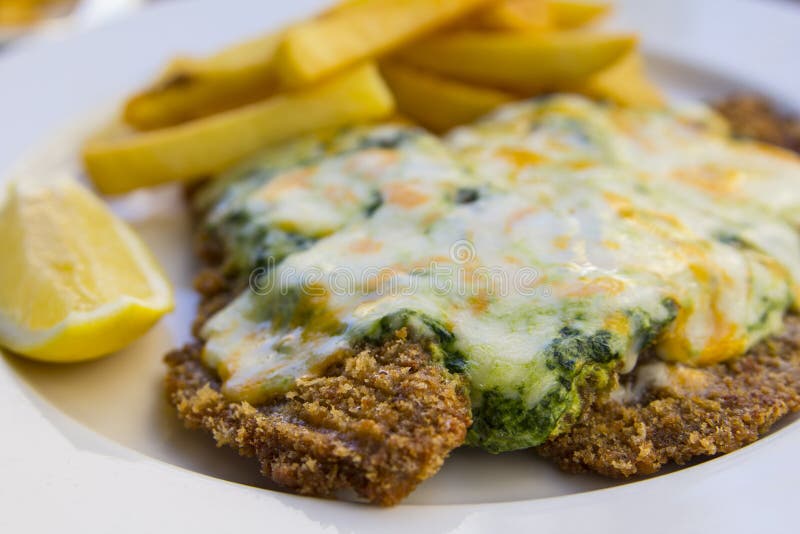 Escalope в шпинате стоковое изображение Escalope в шпинате стоковое изображение