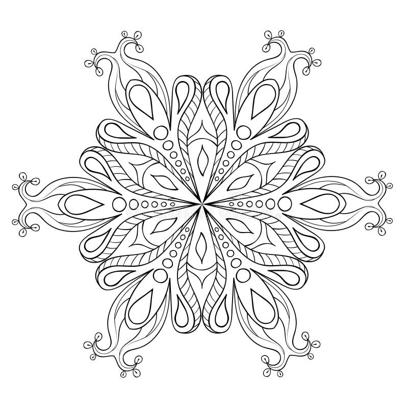 Escama elegante de la nieve de Zentangle Illustrat ornamental del invierno del vector