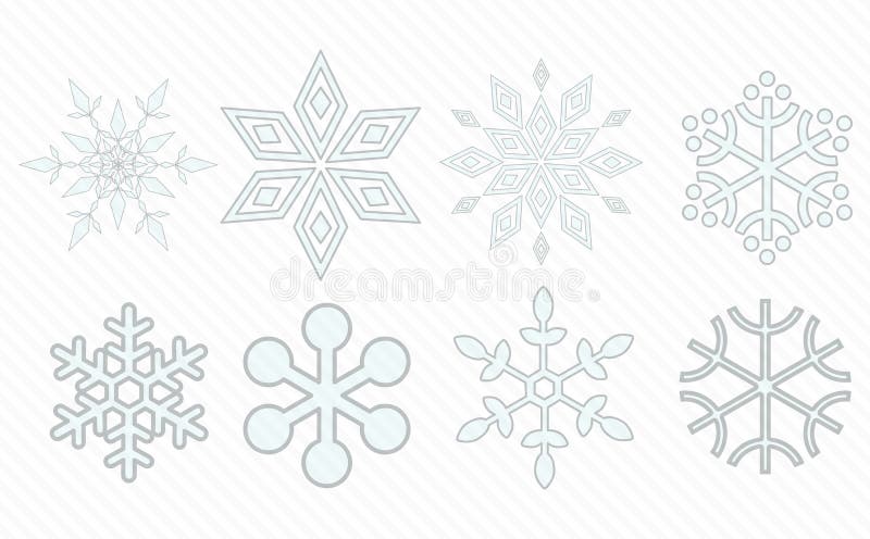 Escamas de la nieve fijadas stock de ilustración Escamas de la nieve fijadas stock de ilustración