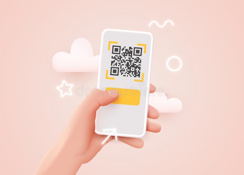 Escanear código qr con smartphone móvil. qr code payment e wallet cashless technology concept. stock de ilustración