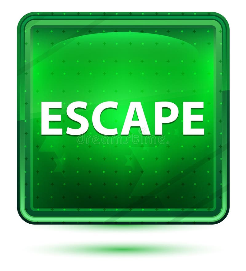 Escape Neon Light Green Square Button vector illustration