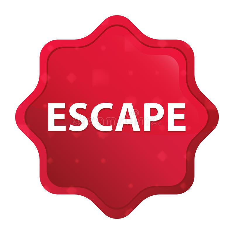 Escape misty rose red starburst sticker button vector illustration