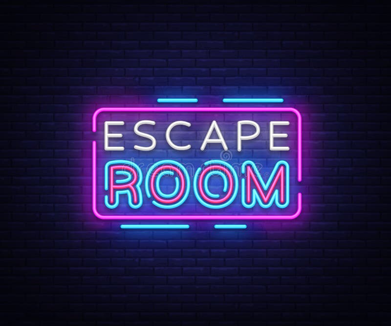 Escape Room neon signs vector. Escape Room Design template neon sign, light banner, neon signboard, nightly bright