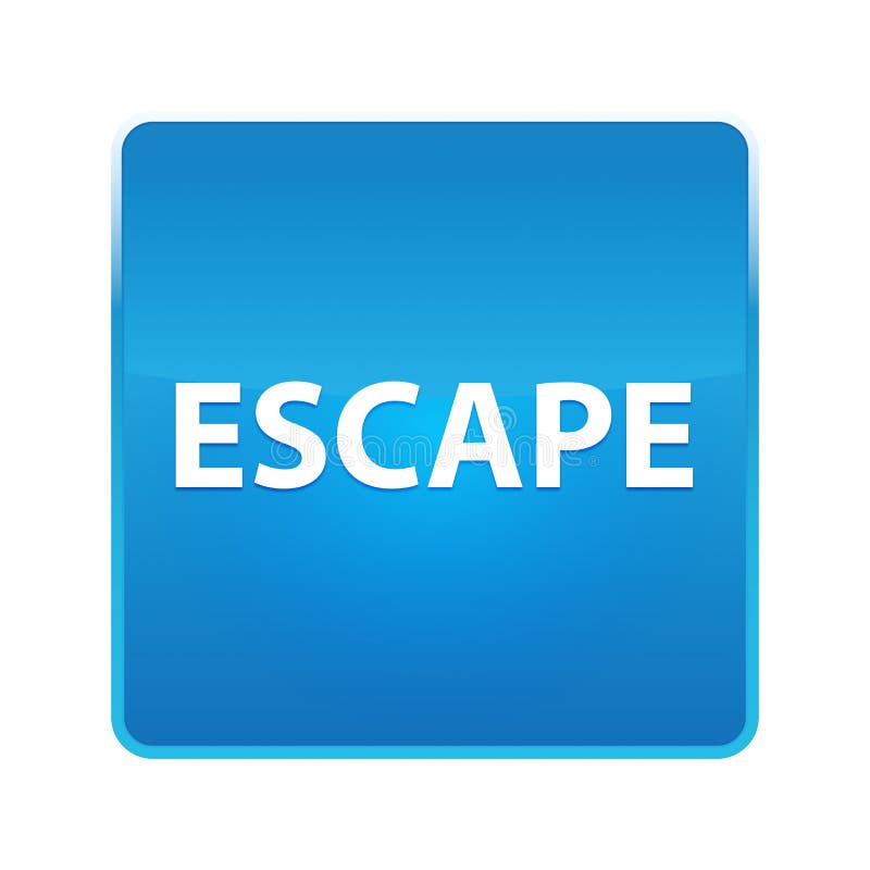 Escape shiny blue square button vector illustration