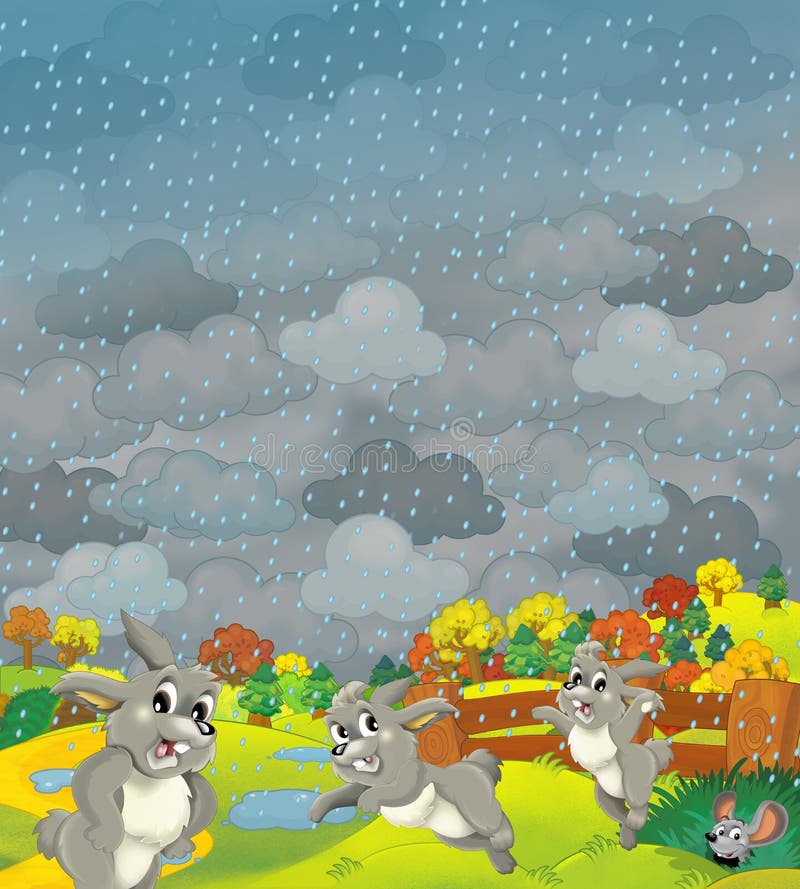 El día lluvioso en otoño stock de ilustración. Ilustración de color -  28974570