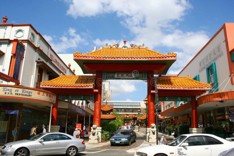 Escena de la calle de la ciudad de China de la ciudad de Brisbane fotografía de archivo