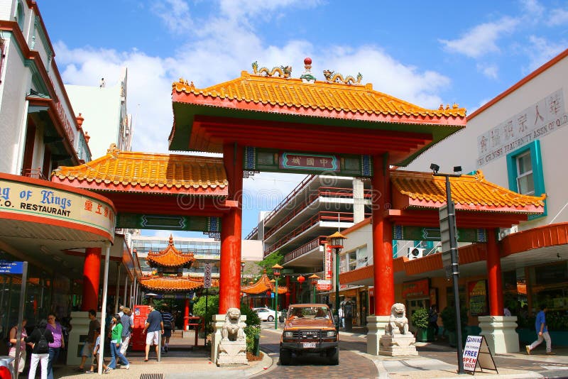 Escena de la calle de la ciudad de China de la ciudad de Brisbane imagenes de archivo