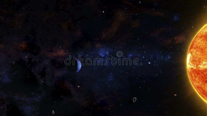 Escena del espacio exterior de la ciencia ficción con la estrella, el planeta del gas, los asteroides y las nebulosas rojos libre illustration Escena del espacio exterior de la ciencia ficción con la estrella, el planeta del gas, los asteroides y las nebulosas rojos libre illustration