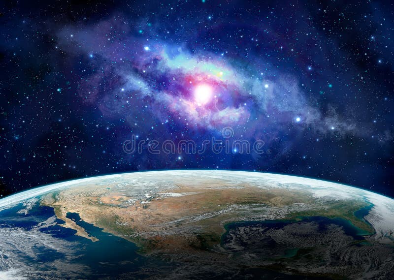 Escena del espacio Planeta de la tierra con la vía láctea azul Furnishe de los elementos libre illustration Escena del espacio Planeta de la tierra con la vía láctea azul Furnishe de los elementos libre illustration