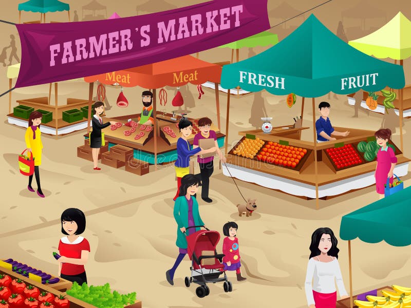 Escena del mercado de los granjeros