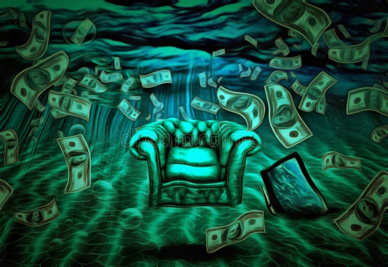 Escena Subacuática Surrealista Stock de ilustración - Ilustración de agua, billete: 72502541
