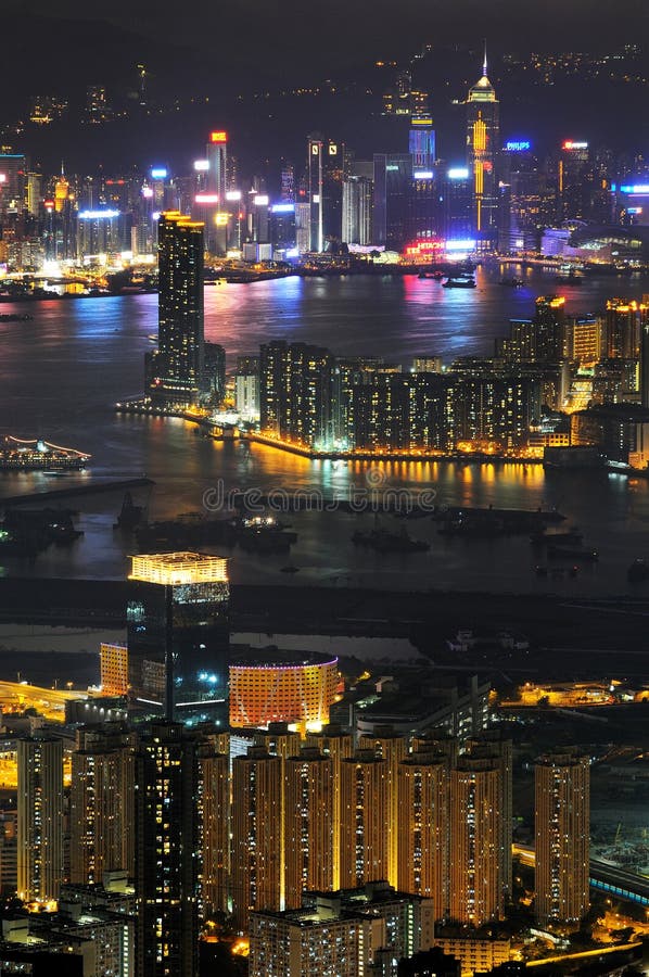 Escenas de la noche de Hong-Kong imagen de archivo Escenas de la noche de Hong-Kong imagen de archivo