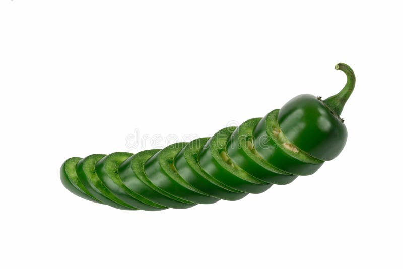 Escolha o Jalapeno verde cortado empilhado na forma da pimenta imagens de stock royalty free