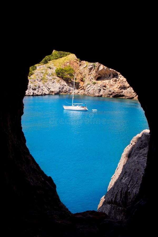 Escorca Sa Calobra view from a cave in Mallorca