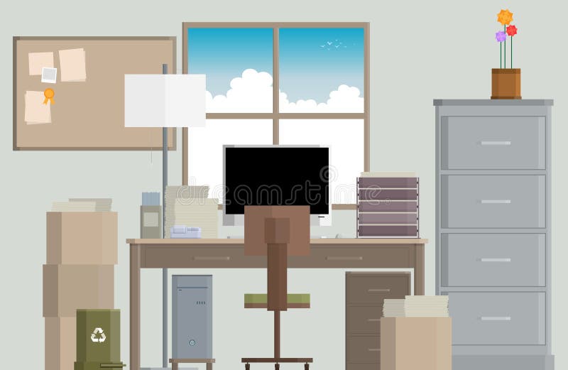 Escritorio apretado del trabajo libre illustration Escritorio apretado del trabajo libre illustration