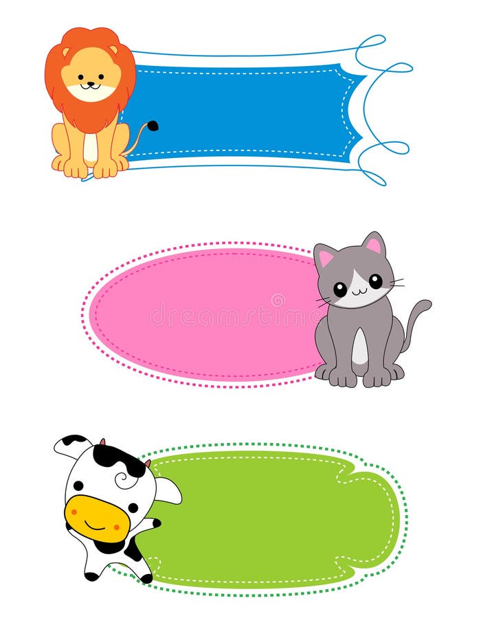 Escritura de la etiqueta/marco animales ilustración del vector Escritura de la etiqueta/marco animales ilustración del vector