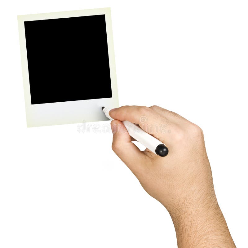 Escritura en blanco polaroid de la mano aislada fotografía de archivo Escritura en blanco polaroid de la mano aislada fotografía de archivo
