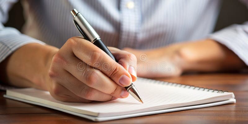 Escritura a mano precisa capturando el arte de la penmanía en una mano derecha centrada ilustración del vector