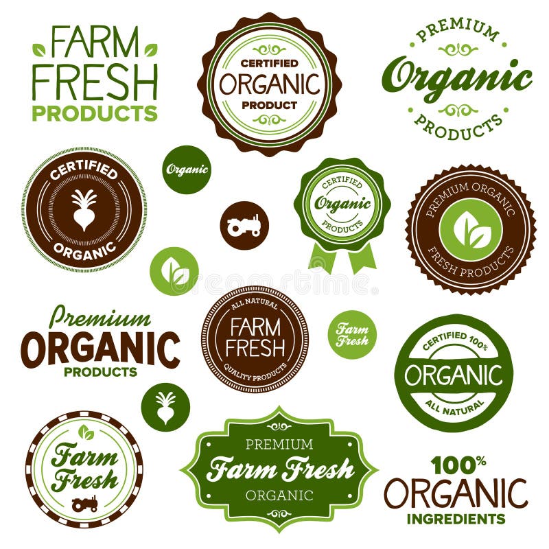 Escrituras de la etiqueta del alimento biológico stock de ilustración Escrituras de la etiqueta del alimento biológico stock de ilustración