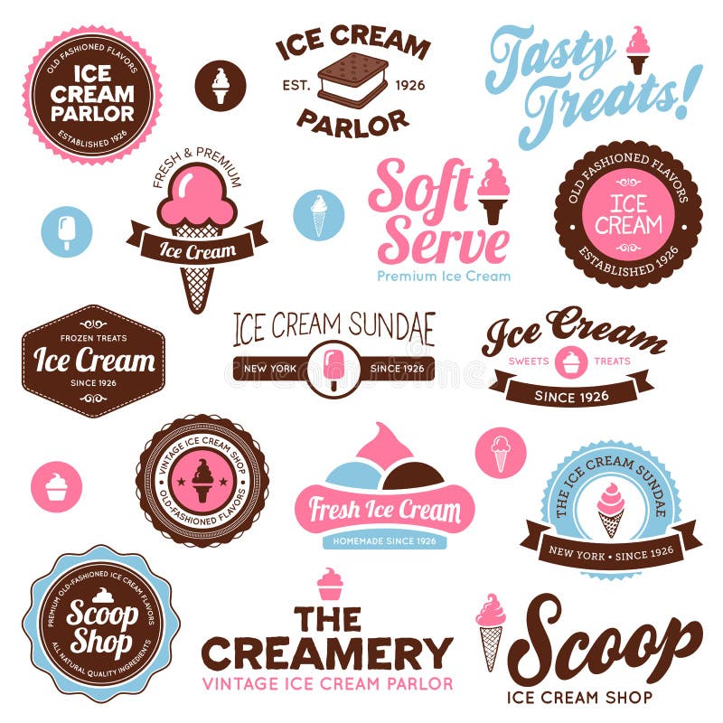 Escrituras de la etiqueta del departamento de helado