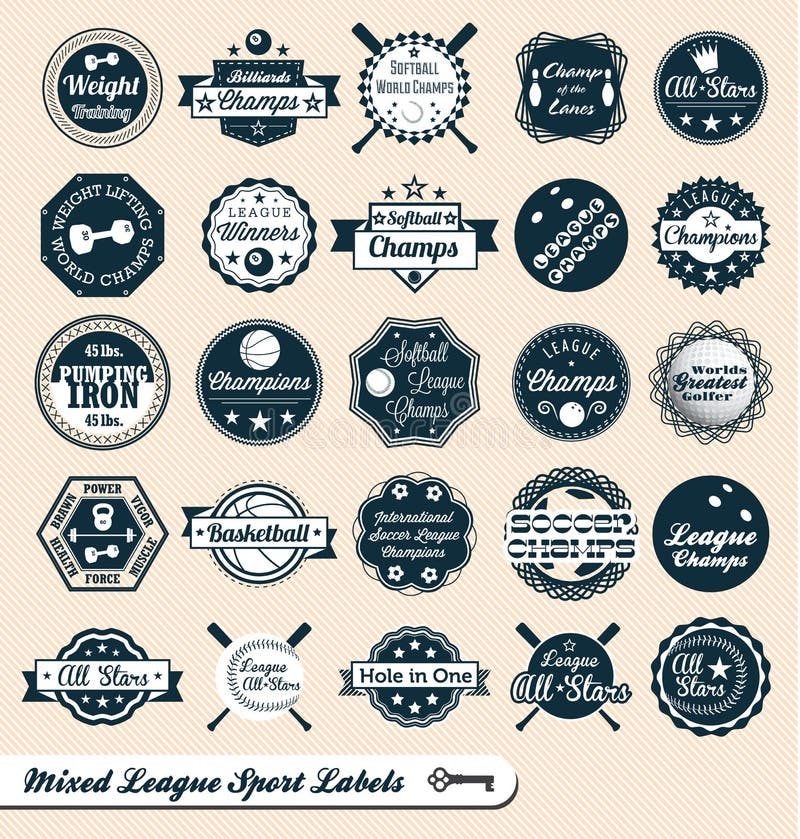 Escrituras de la etiqueta y etiquetas engomadas mezcladas de la liga de los deportes ilustración del vector Escrituras de la etiqueta y etiquetas engomadas mezcladas de la liga de los deportes ilustración del vector