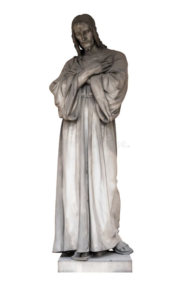 Escultura antiga de Jesus Christ, isolado em um fundo branco fotos de stock royalty free Escultura antiga de Jesus Christ, isolado em um fundo branco fotos de stock royalty free