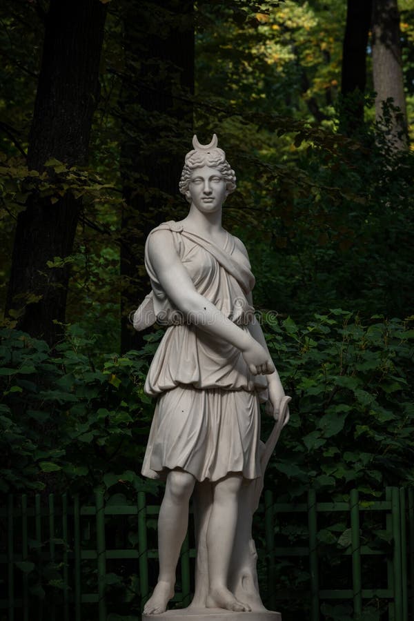 Marble Sculpture Artemis Diana in the Summer garden, Saint Petersburg Russia. Marble Sculpture Artemis Diana in the Summer garden, Saint Petersburg Russia