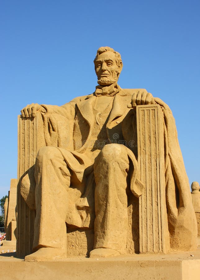 Escultura da areia de Abraham Lincoln foto de stock royalty free Escultura da areia de Abraham Lincoln foto de stock royalty free