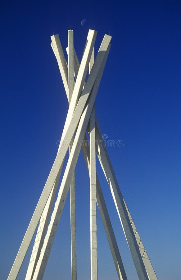 Sculpture of concrete teepee in SD rest area. Sculpture of concrete teepee in SD rest area