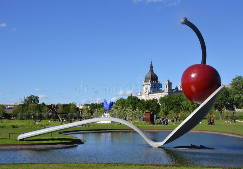 Escultura de Spoonbridge e de cereja, em Minneapolis, Minnesota
