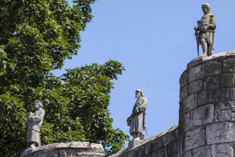 Esculturas na barra de Bootham em York foto de stock royalty free